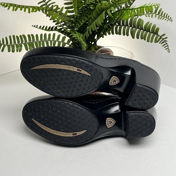 Ariat Women’s Kickback Leather Clogs Suede Heel Cup Boho Cowgirl Black Size 7 B - Picture 6 of 10